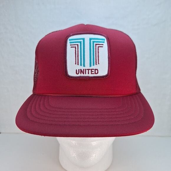 Vintage UNITED Big Patch Trucker Hat Cap Rope Foam Snapback - Picture 1 of 8